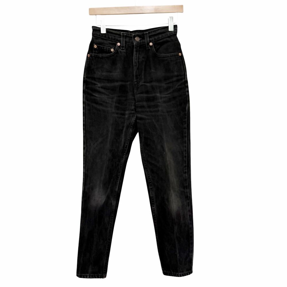 Vintage Levis 521 Black Tapered Leg High Waisted Jeans Sz 24